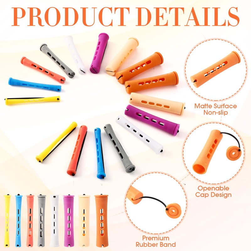 XunYee 200 Piece Hair Perm Rods Set 8 Kinds of Plastic Cold Ironing Stick, Heatless Perming Rods Hair Curlers Rollers with Pintail Comb and Tote Bag for Long Short Straight Curly Natural DIY - Image 3